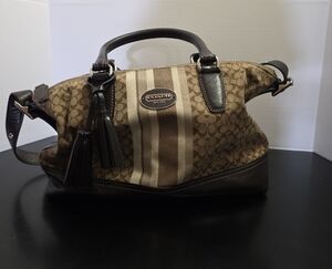 Coach Brown and Tan Signature Satchel